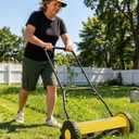 14-Inch Hand Push Reel Lawn Mower, 5-Blade Manual Push Lawnmower, 0.4-4 Adjustable Cutting Height, Lightweight for Small/Medium Yards, Easy Assembly, Compact & Quiet, Yellow