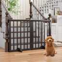 Freestanding Foldable Dog Gate 2 Panel,Fully Assembled Dog Gates for Doorways, Wooden Pet Gates for The House, 24-inch Tall Pet Gate Indoor