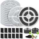 12 Pack 7" Activated Carbon Filters for SIBAYS 2.5GAL/9.5L Dog Water Fountain, 18cm Large Size Filters and Sponges for Kastty 9L Large Dog Water Fountains, 12 Pack Filters + 12 Pack Sponges