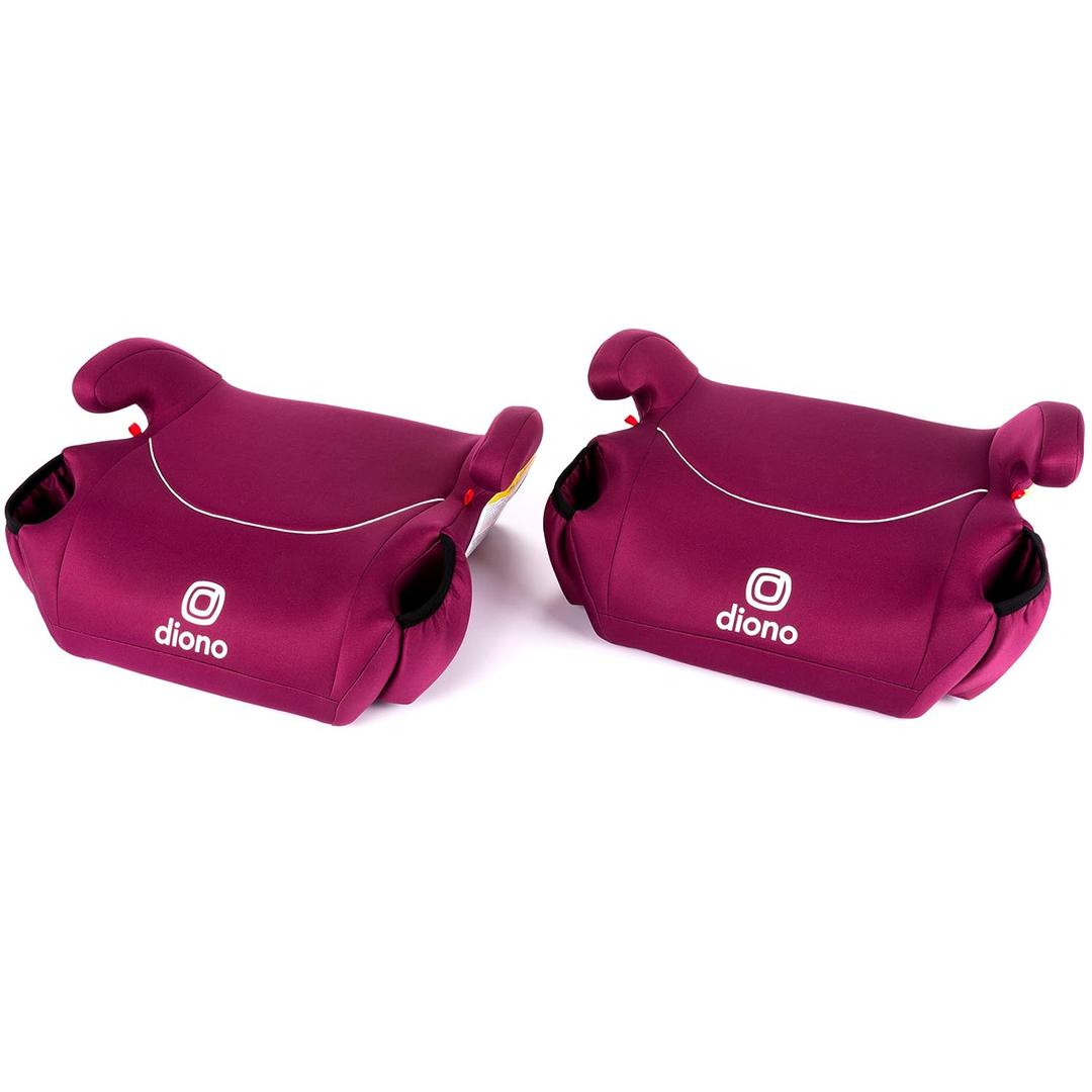 Diono Solana, No Latch, Pack of 2 Backless Booster Car Seats, Lightweight, Machine Washable Covers, Cup Holders, Pink