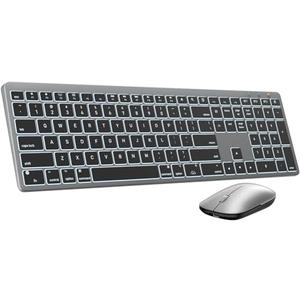 SABLUTE Bluetooth Keyboard and Mouse for Mac — 7-Color Backlit, Multi-Device, Rechargeable, Full-Size Wireless Keyboard Mouse Combo with Quiet Scissor-Switch Keys & Tilt Legs for Mac (Space Gray)
