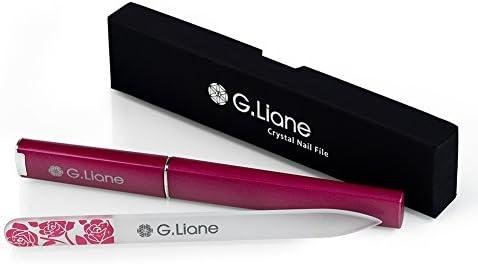 G.Liane Premium Glass Nail File with Case Professional Crystal Fingernail Files Perfect Manicure Set for Women Men Kids Nail Care Gift Set(Rose Pink)