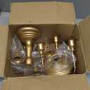 2Pcs Gold Candelabras Centerpieces for Tables, 11.8" Candlestick Holder for Taper Candles, 5 Arm Brass Candelabra Candle Holder for Wedding Centerpiece Decor Party Event Reception Decoration