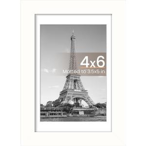 upsimples 4x6 Picture Frame, Display Pictures 3.5x5 with Mat or 4 x 6 Without, Wall Hanging Photo Frames, White, 1 Pack