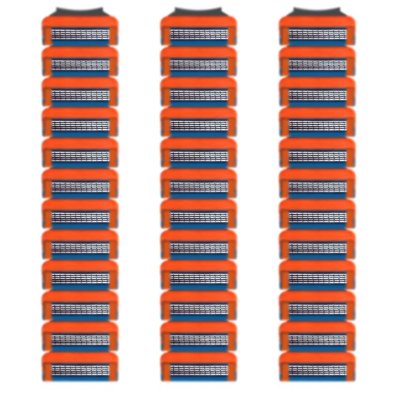 36 Blades Replacement Parts for GL-Fusion 5 Style Razors (orange), Wet Razors Men's Blades Value Packs