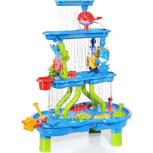 Kids Water Table for Toddlers 3-5, 4-Tier Outdoor Water Play Table Toys for Toddlers Kids Boys Girls, Kids Water Sensory Tables Summer Outdoor Toys for Toddlers Age 3 4 5 6 7 8