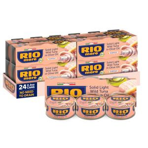 Rio Mare Premium Yellowfin Tuna with a Drizzle of Olive Oil, 2.3 Ounce Can (24 Pack), Italy's No.1 Tuna Brand, Wild Caught, High Protein Canned Tuna, No Draining Required