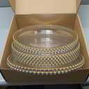 Gerrii 50 Pcs Clear Charger Plates 13 Inch Plastic Round Dinner Plates with Beaded Rim Dinner Table Decorative Charger for Home Wedding Kitchen Birthday Bridal Shower Party Table Supply (Gold)