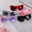 ICARA Oversized Fashion Sunglasses for Women Men Chic Y2k Style Curved Wrap-Around Oval Sun Glasses
