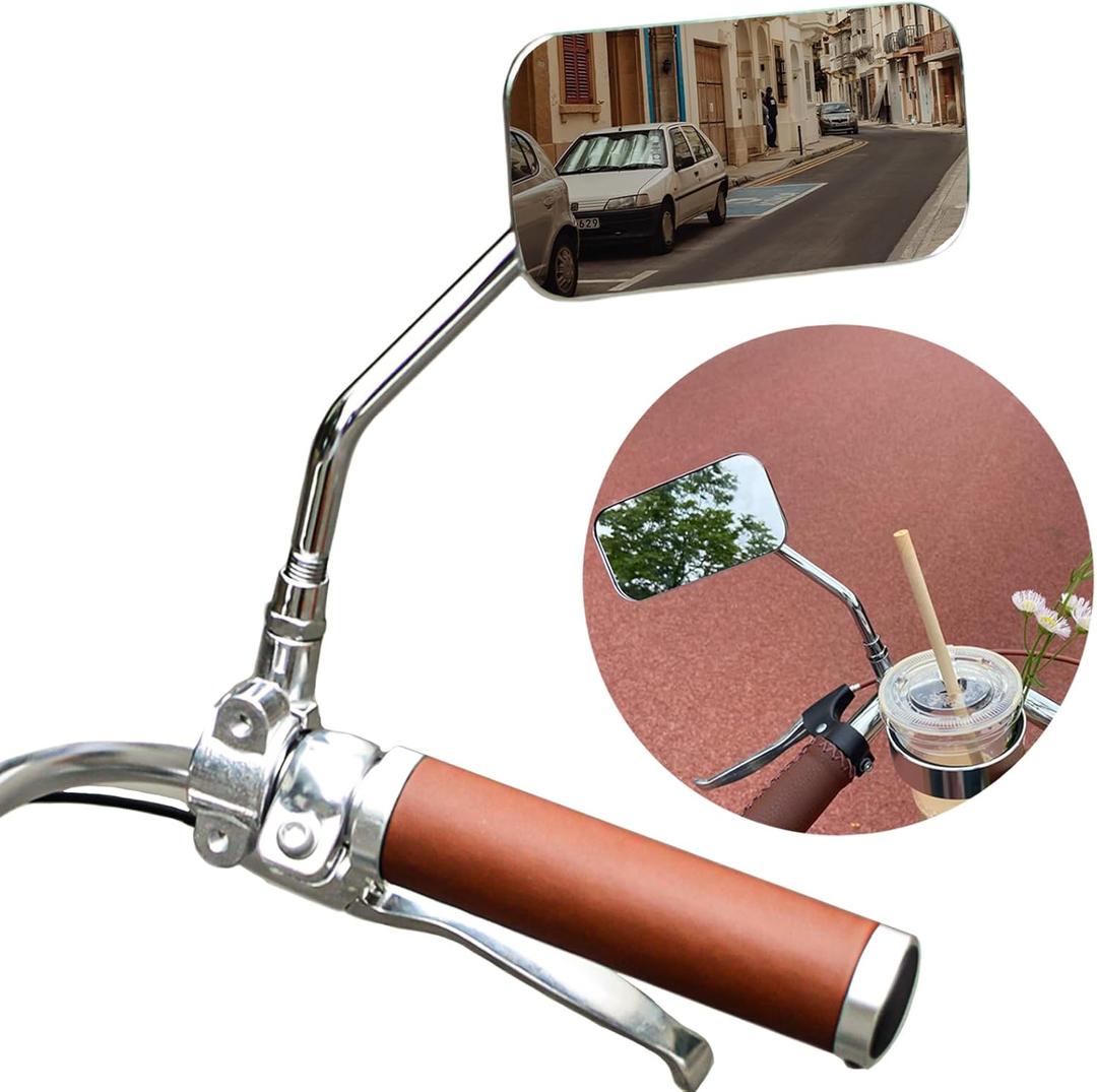 Vintage Bike Handlebar Rearview Mirror |1 Mirror (Single)| Universal Adjustable Rotatable Bike Safe Clear Mirror for Cruiser Bike Electric Bike ebike Motorcycle Scooter