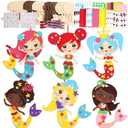 Qyeahkj 412pcs Mermaids Foam Crafts Kit for Kids 24 Sets Mermaid Foam Sticker Arts Christmas Gift with Magnet Summer Craft Project for Toddler Preschool for Under The Sea Birthday Party Favor Supplies