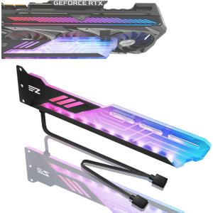 EZDIY-FAB RGB GPU Holder 5V 3-Pin Colorful RGB Graphics Card GPU Support Video Card Holder Bracket, Video Card Sag Holder/Holster Bracket- 309-1