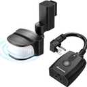 DEWENWILS Motion Sensor Outlet, Indoor Outdoor Motion Sensor Plug Outlet, Adjustable Sensing Angle,50FT Detection Range, 100FT Wireless Light Switch Transmitter, No Wiring, Long Time Delay