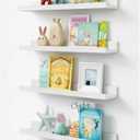 Forbena 24 Inch White Floating Shelves for Wall Set of 4, Wood Nursery Book Shelves for Kids Bedroom, Long Picture Ledge Shelf with Lip for Living Room Bathroom Office and Baby Wall Bookshelf (23.1 Inch)
