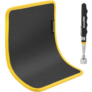 GRENPRO Magnetic Tool Mat 2-Pack, Non-Slip Magnetic Tool Organizer & Telescoping Magnetic Tool, Heavy-Duty Tool Pad for Mechanics, Garage, Workshop & Auto Repair (Black & Yellow)