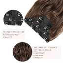 REECHO Hair Extensions, 4PCS Clip in Hair Extensions HE001 Natural Soft Synthetic Hairpieces for Women, Chocolate Brown