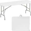 Folding Table, 6 Feet Heavy Duty Fold-in-Half Utility Table Indoor Outdoor for Camping, Picnic, Party