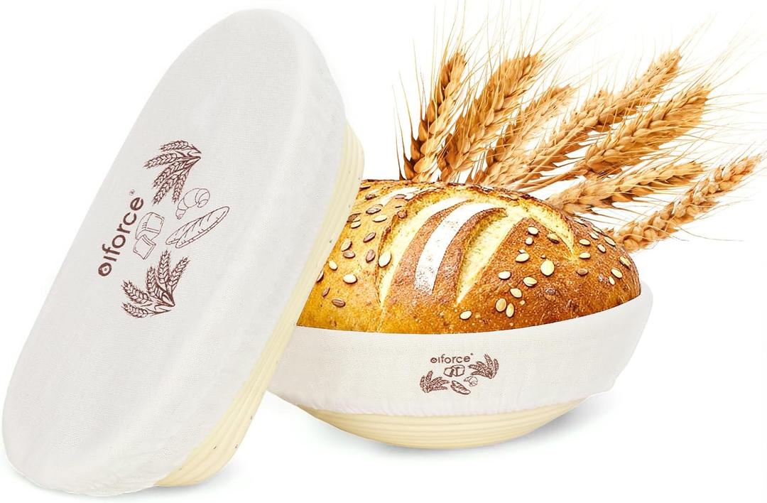 Banneton Sourdough Proofing Basket Kit,10"Round & 11"Oval Proofing Basket with Liners & Covers,Bread Baking Supplies for Home or Professional Sourdough Bakers Baking Tool