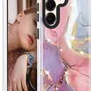 for Galaxy S25 Case Gold Sparkle Glitter Marble Slim Shockproof Cover Phone Case for Samsung Galaxy S25 5G 6.2 inch Pink Purple
