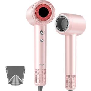 Hair Dryer, High-Speed Ionic Low Noise Blow Dryer with 160000 RPM Motor for Fast Drying, Thermo-Control Portable Hair Blow Dryer with Magnetic Nozzle for Home Travel Salon (P2306F Pink)