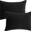 Ripeng 2 Pcs Small Pillows Down Alternative Microfiber Mini Pillows Soft Machine Washable Breathable Tiny Cushion for Travel Sofa Chair Sleeping Neck Wrist Lumbar Knee Support (14"x10",Black)
