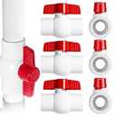 6PCS 1" PVC Ball Valve, Shut-Off Ball Valves Socket with Easy Turn Red T-Handles, Slip PVC Valve for Water Project, Swimming Pool, Sewage Pump, Sprinkler Lines, Outdoor Plumbing & Irrigation System