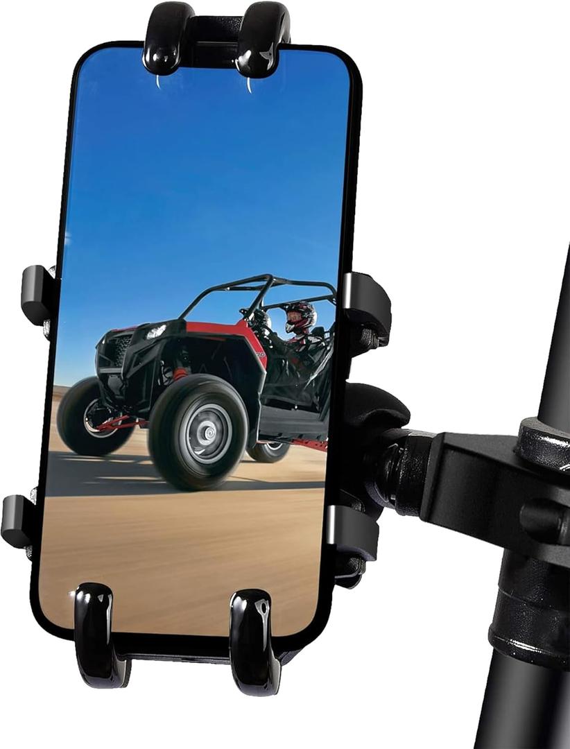 UTV Phone Holder, Aluminum Alloy Heavy Duty Cell Phone Mount for UTV/SXS,360 Adjustable Mounting Bracket Fits 1.75-2 Roll Cage, 8 Claws Tightly Hold iPhones or 4.7-7.1" Devices