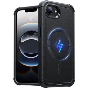 ESR for iPhone 16e Case, 7X Military-Grade Drop Protection, Shock-Absorbing Rugged Cover, MagSafe Accessories Compatible, Cyber Series, Black