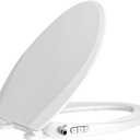 Clirass Bidet Toilet Seat, Soft Close Toilet Seat, Button control Feminine/Posterior Wash Switch, Knob Control Water Pressure,White Bidet Seat Attachment with Brass inlet (Elongated-D)