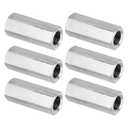 PATIKIL M10 x 1.25-Pitch 304 Stainless Steel Hex Coupling Nuts, 6Pcs 35mm/ 1.4" Length Fully Threaded Rod Coupling Nut Studding Connector Fasteners, Silver Tone