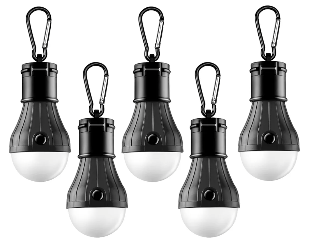 Tent Lamp Portable LED Tent Lights 5 Packs Hook Hurricane Emergency Lights LED Camping Light Bulb Camping Tent Lantern Bulb Camping Equipment for Camping Hiking Backpacking Fishing Outage