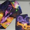 AILONEN Monster Truck Fitted Sheet Set Twin Size,Cartoon Neon Truck Kids Bedding Set 3-Piece,Galaxy Themed Colorful Fitted Sheet with 2 Pillowcases