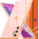 Shorogyt (3in1 Heart Case for Samsung Galaxy Note 10 Plus 5G/4G 6.8 Inch Women Cute Aesthetic Love Hearts Pattern Girls Gold Luxury Girly Design Cases Trendy Cover+Chain for Note 10+ 6.8 (Pink)