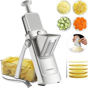 SupMaKin Upgrade Larger Safe Mandoline Slicer with Cheese Grater Potato Slicer for Chips, Vegetable & Food Cutter, Thickness Adjustable 0.1-8 mm, Kitchen Faster Slice (Only Slicer)