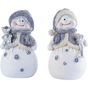 2-Piece Snowman Figurines Christmas Decorations Winter Centerpieces for Table Resin Winter Mantel Decor for Home Office Holiday Decor Indoor Christmas Table Decorations