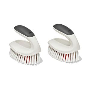 OXO Good Grips All-Purpose Scrub Brush  2-Pack, Crevice Cleaning, Bathroom Cleaning, Scrub Brush with Handle, Brushes to Scrub Your Kitchen or bathrooms