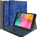 Galaxy Tab A 8.0 2019 Keyboard Case[Backlit,SM-T290,SM-T295], 7 Color Light Detachable Wireless Keyboard with PU Folio Stand Cover for Samsung Tab A 8.0 inch 2019 SM-T290/T295, Blue