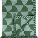 Creative Co-Op Woven Fabric Indoor/Outdoor Throw Blanket with Pattern and Fringe, Green and Mint, 60" L x 50" W