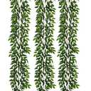 Dallisten 3 Strands Italian Ruscus Artificial Vines, 73" Silk Vine Garland with Green Leaves, Fake Hanging Plants Greenery Decor for Home, Bedroom, Wall, Party, Wedding Decoration