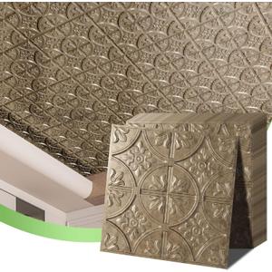 Art3d Drop Ceiling Tiles 2x2, Glue-up Ceiling Panel, Fancy Classic Style, Antique Gold, 12