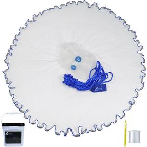 Drasry Saltwater Fishing Cast Net for Bait Trap with Heavy Sinkers Fish Throw Net. Size 3ft/4ft/5ft/6ft/7ft/8ft/9ft/10ft Radius Freshwater Nets