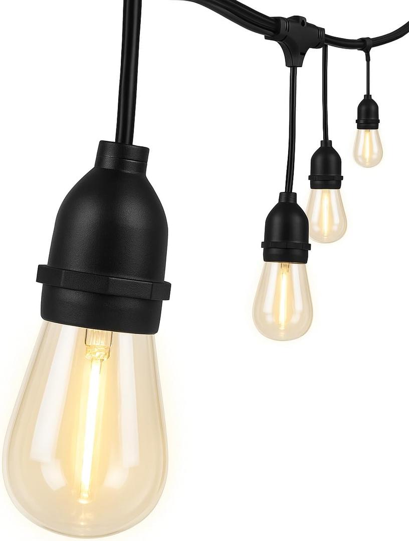 Feit Electric LED String Lights, 20ft Commercial Grade and Shatter Resistant String Lights with 10 Outdoor Sockets, Linkable, 15,000-Hour Lifetime, Wet Rated, SL20-10/FIL, 12 Bulbs Included (White)
