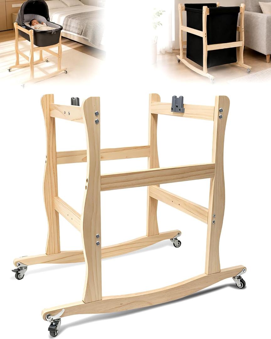 Movable and Rocking Wooden Bassinet Stand