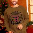 Arvilhill Mens Fleece-Lined Christmas Sweatshirts Raglan Vintage Classic Graphic Pullover (S-3XL) (Brown, L)