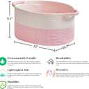 R RUNKA Storage Baskets for Organizing | 15"x10.2"x9.1" - 1 Pack Nursery Bin with Handles - Woven Cotton Rope Baskets for Dog Toys, Books, Shelf, Bathroom,Closet -Pink Basket for Girls