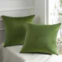 Phantoscope Pack of 2 Velvet Decorative Throw Decorative Pillow Cover Soft Solid Square Cushion Case for Couch Green 20 x 20 inches 50 x 50 cm