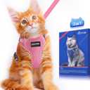 Halypet Cat Harness and Leash Set [ MAX Safety Third Generation ] Escape Proof Soft Adjustable Cat Leash Breathable Comfortable Vest Easy to Wear Kitten Harness for Outdoor Walking (X-Small (4-6lb), H200 Pro Pink)