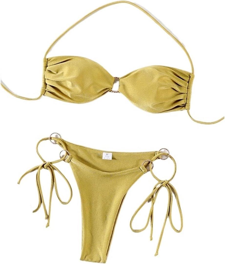 Bikini Set, Plain Bikini, Swimwear, Women's Bikini Set, Shiny Swimsuit, Swimsuits, Beachwear XS