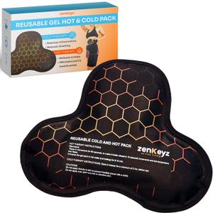 ZENKEYZ Reusable Gel Shoulder Ice Pack - 8x10 Inch, Black, Pack of 1 - Hot & Cold Therapy for Injuries - Flexible Knee Ice Wrap - Ankle Wrap & Back Pain Support Sport Gift for Athletes and Seniors