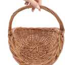 Wicker Rattan Handheld Basket - Farmhouse Rustic Flower Picnic Fruit Basket for Garden Decoration & Home Storage